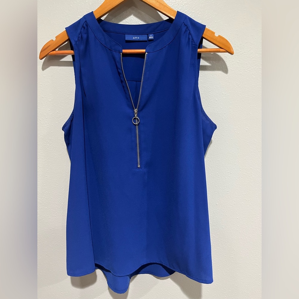 Blue quarter zip tank